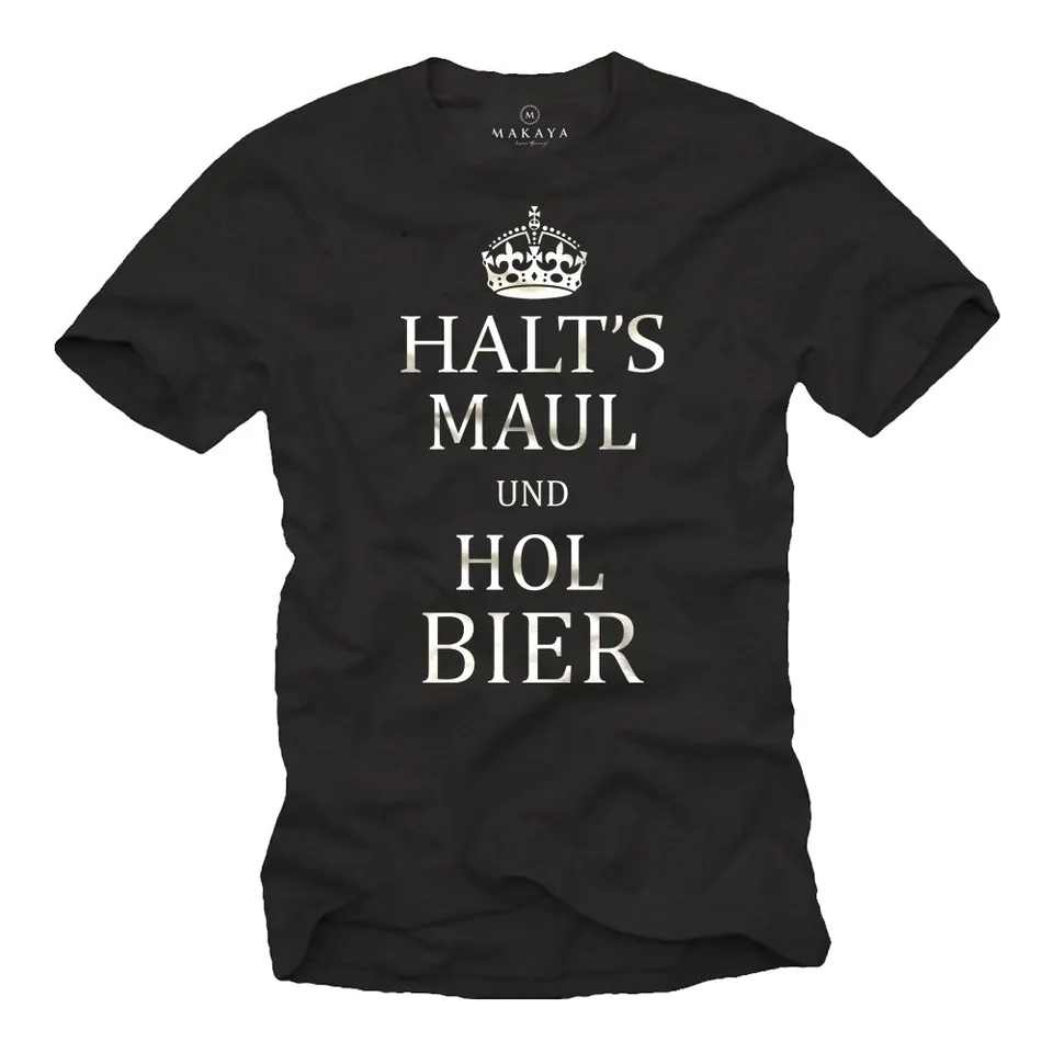 MAKAYA Zitto Birra T-Shirt Uomo L Cotone Divertente