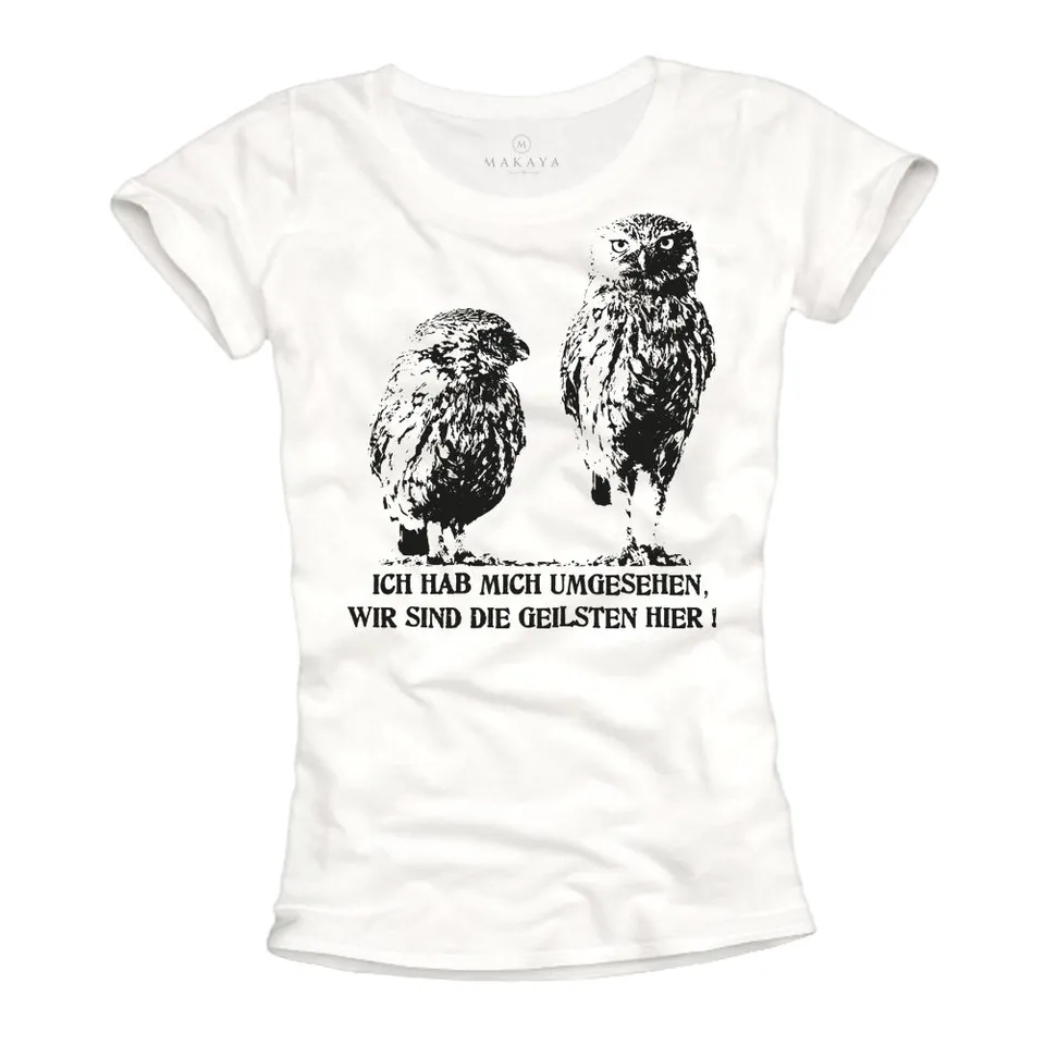 Makaya T-shirt donna L 100% cotone scritta tedesca