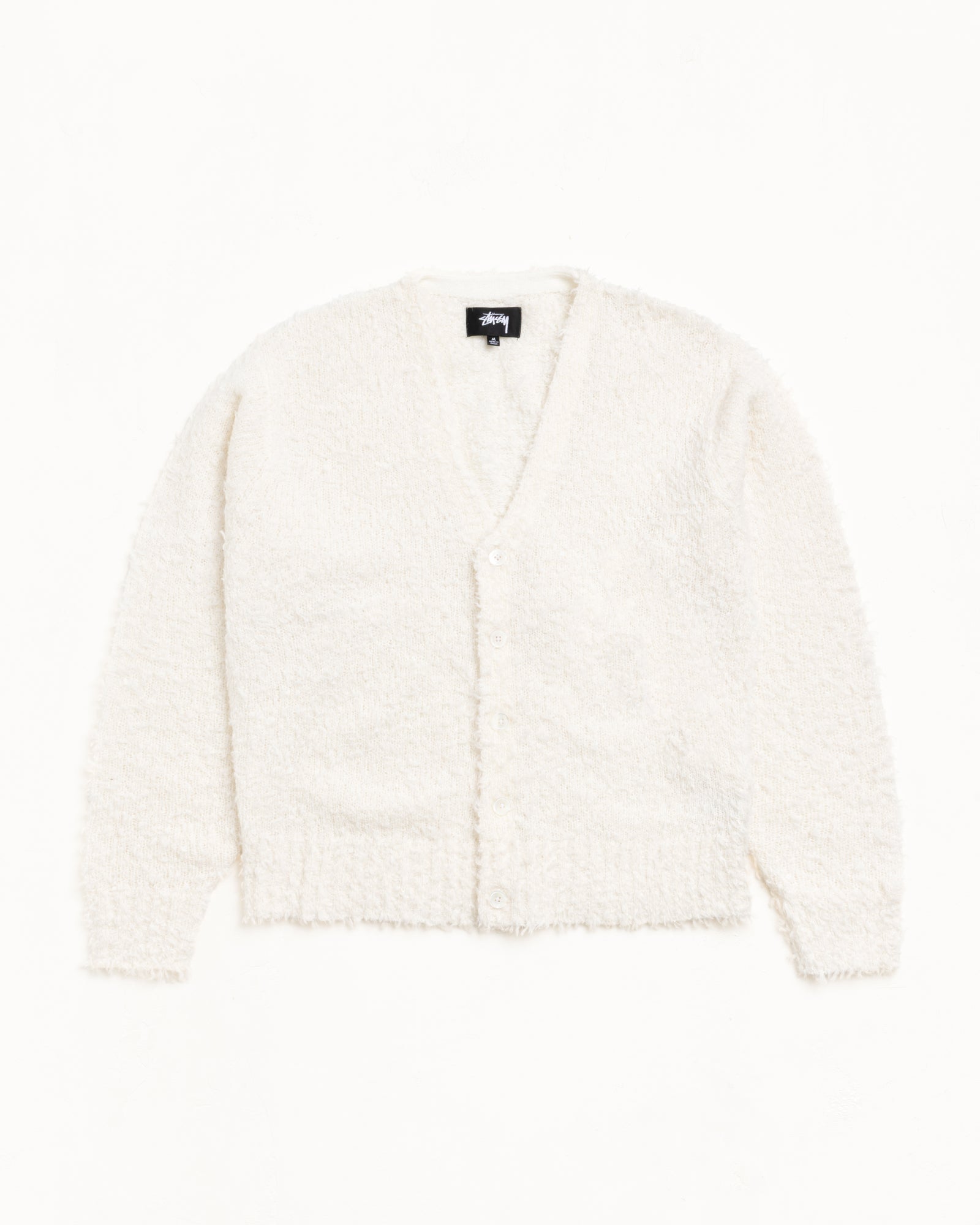 Stussy Textured Cardigan maglione Off White lana alpaca