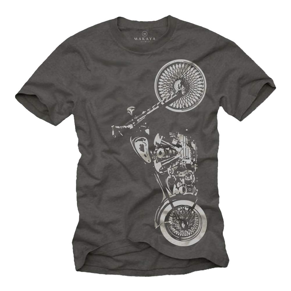 MAKAYA Abbigliamento Moto T-Shirt Uomo Nero 100% Cotone