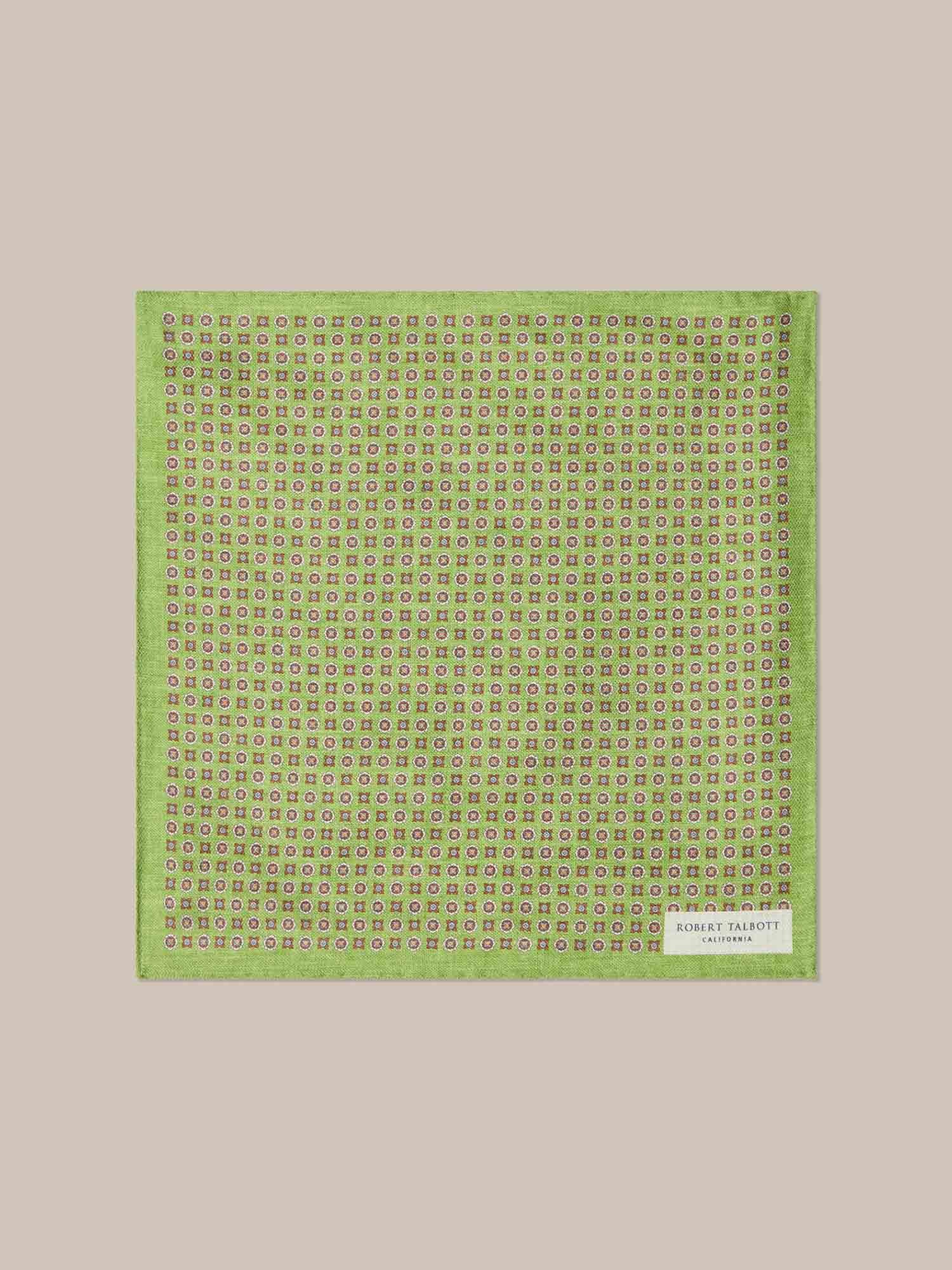 Robert Talbott Colton fazzoletto taschino verde seta