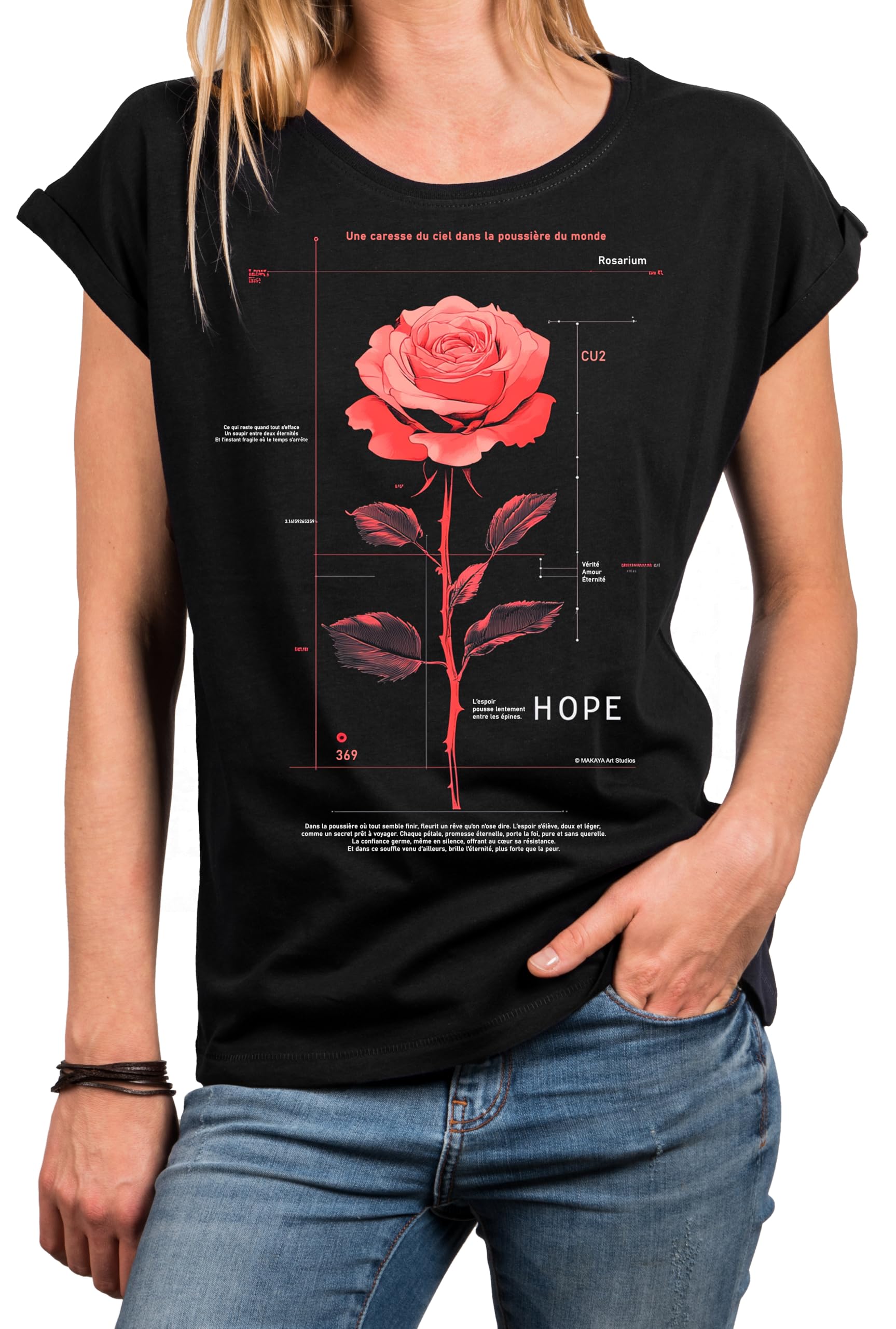 MAKAYA T-Shirt Donna Rose Rosa maglietta cotone taglia L