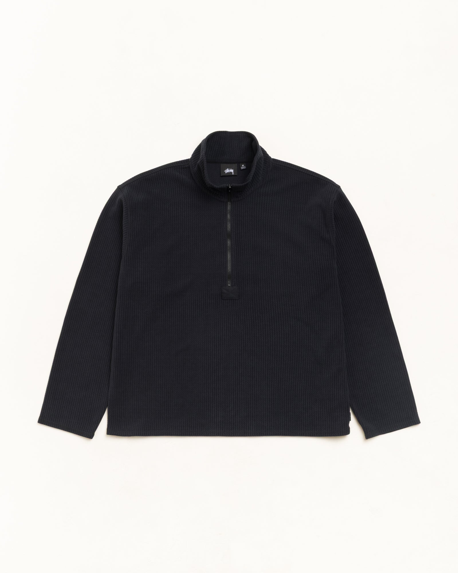 Stussy Half Zip Thermal Mock Neck maglia Black poliestere