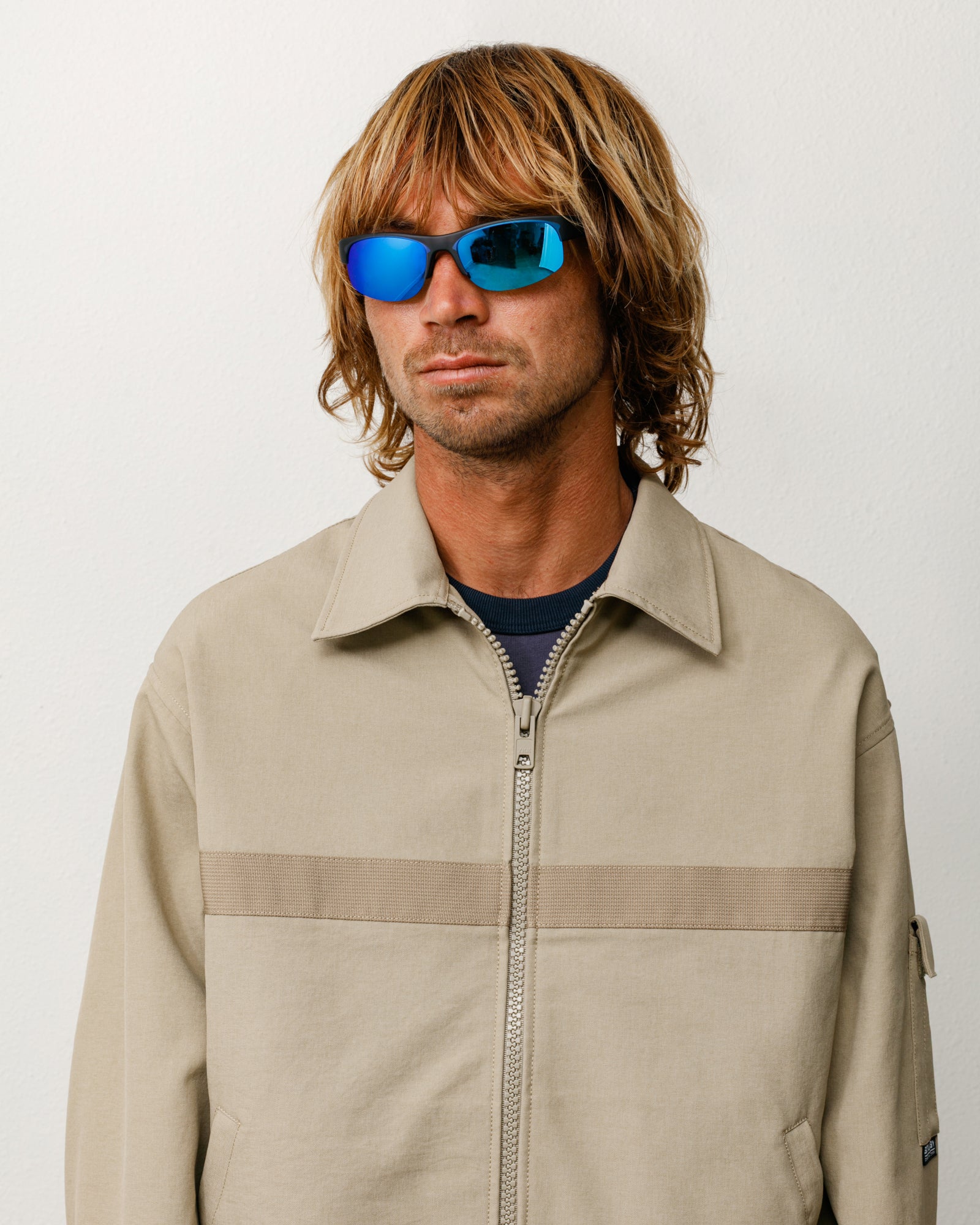 Stussy Hiro Sunglasses occhiali da sole frost black/lente blu polarizzati
