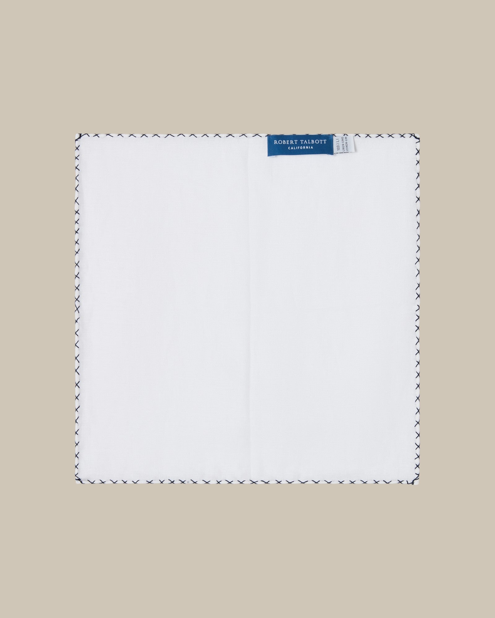 Robert Talbott Carlton Linen pochette lino bianco blu OS