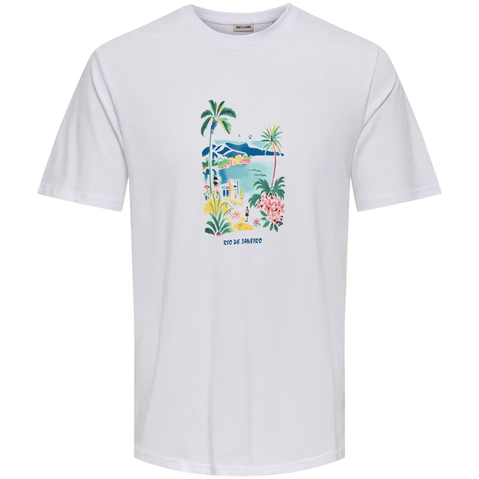Only & Sons Stillo Life Regular SS t-shirt bianco cotone