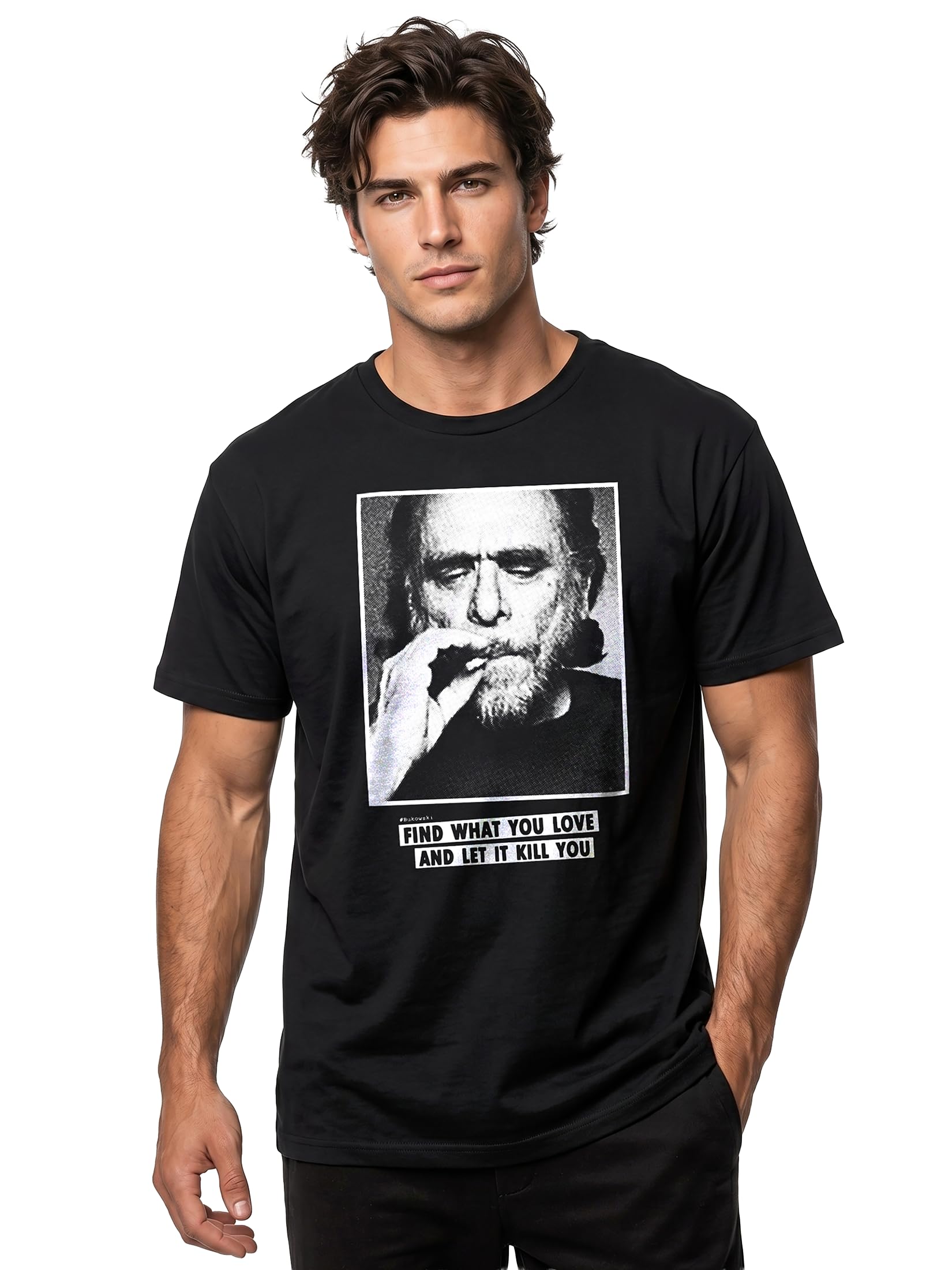 MAKAYA T-Shirt Uomo Bukowski maglietta S-5XL cotone