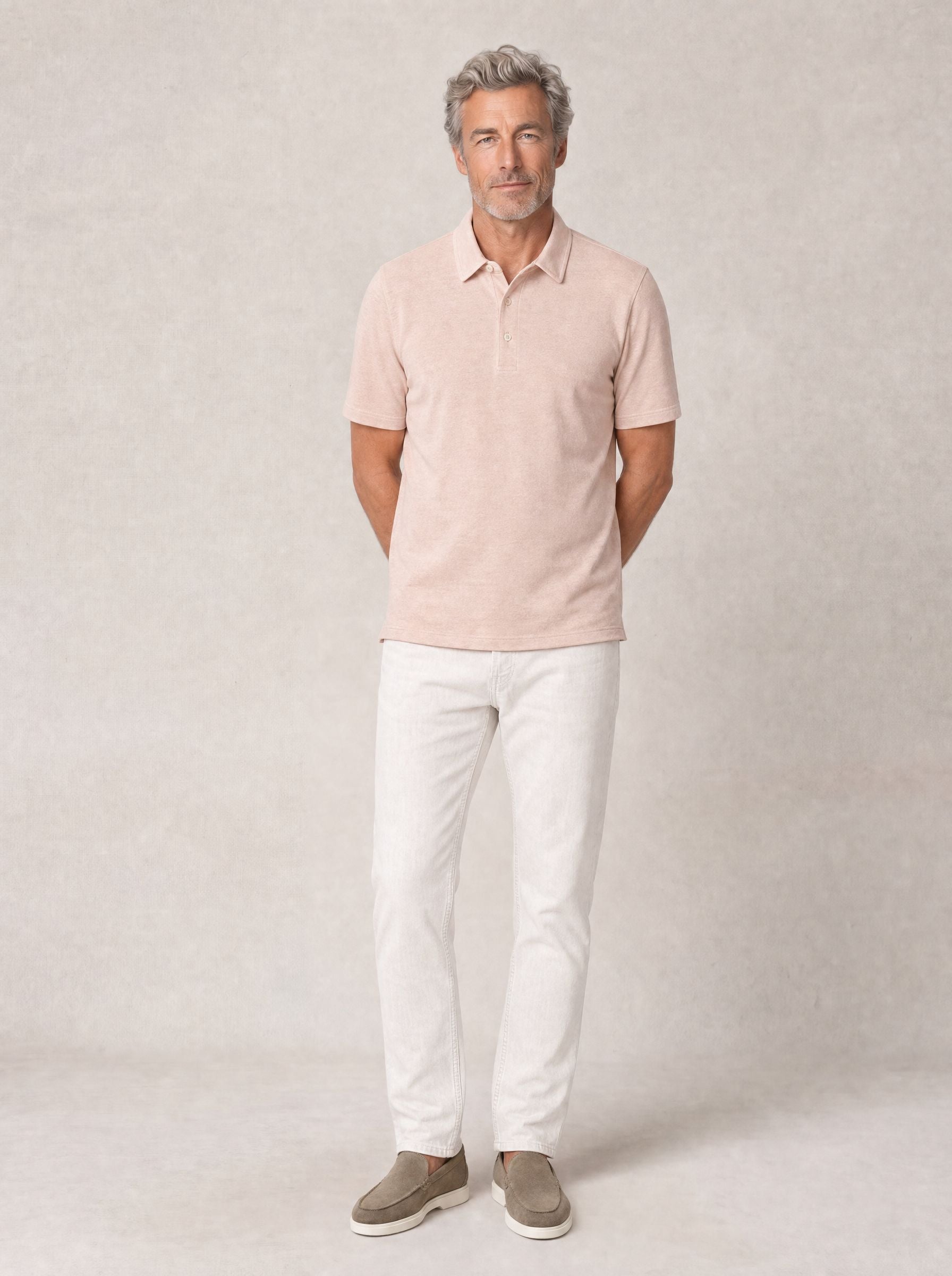 Robert Talbott Taylor Polo Lino Rosa Piqué