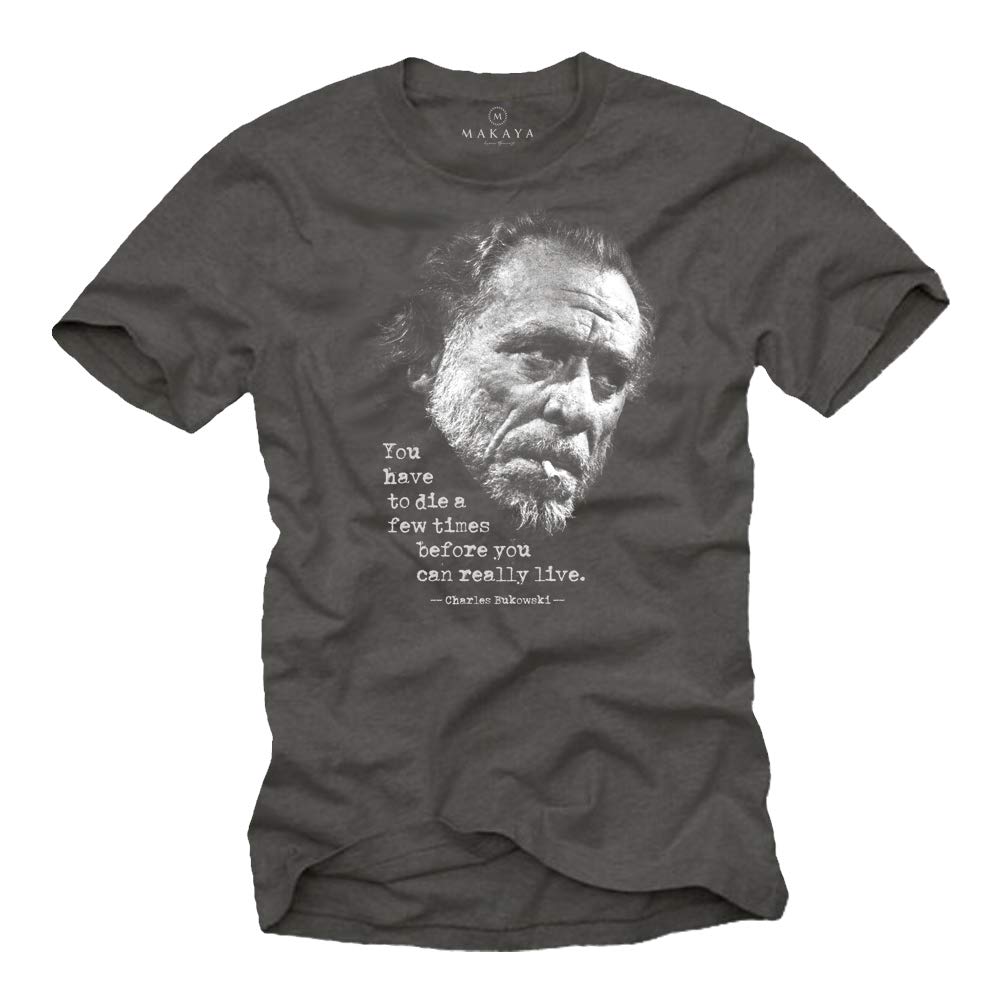 Makaya Bukowski T-Shirt Uomo Cotone Nera Maniche Corte