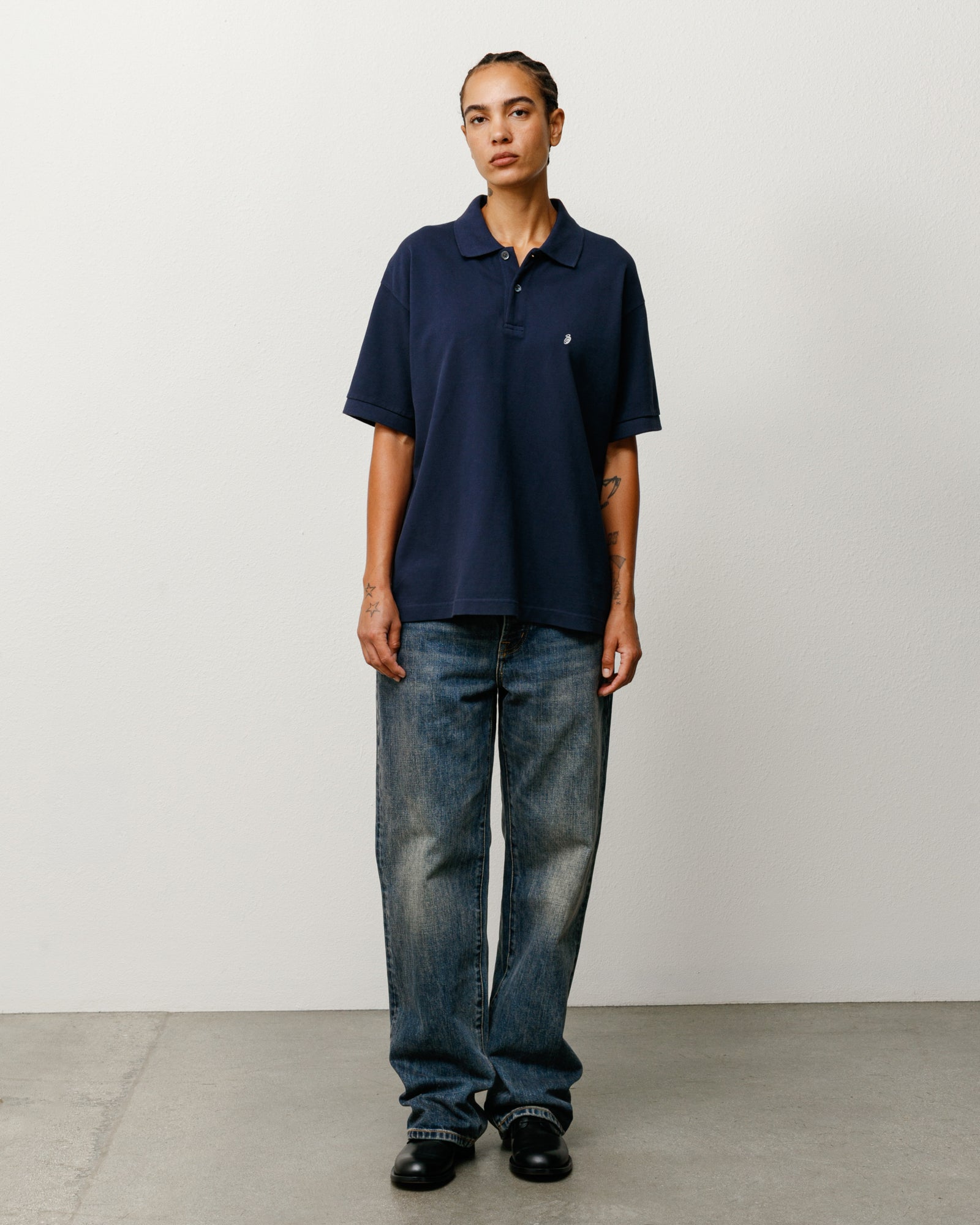 Stussy Classic Pique Polo navy cotone uomo
