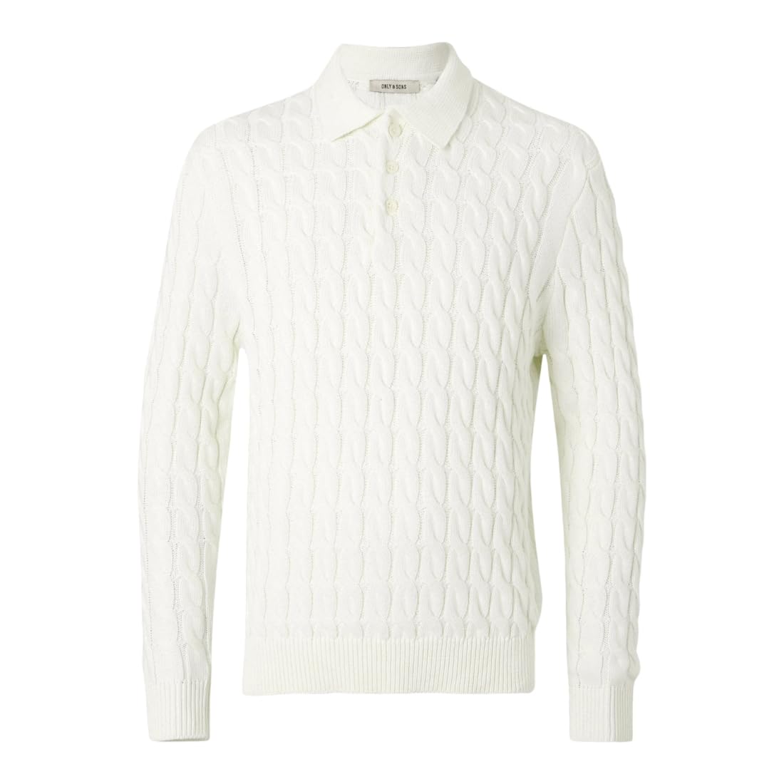 ONLY & SONS Onskicker RLX LS Polo Maglia Bianco Antico L