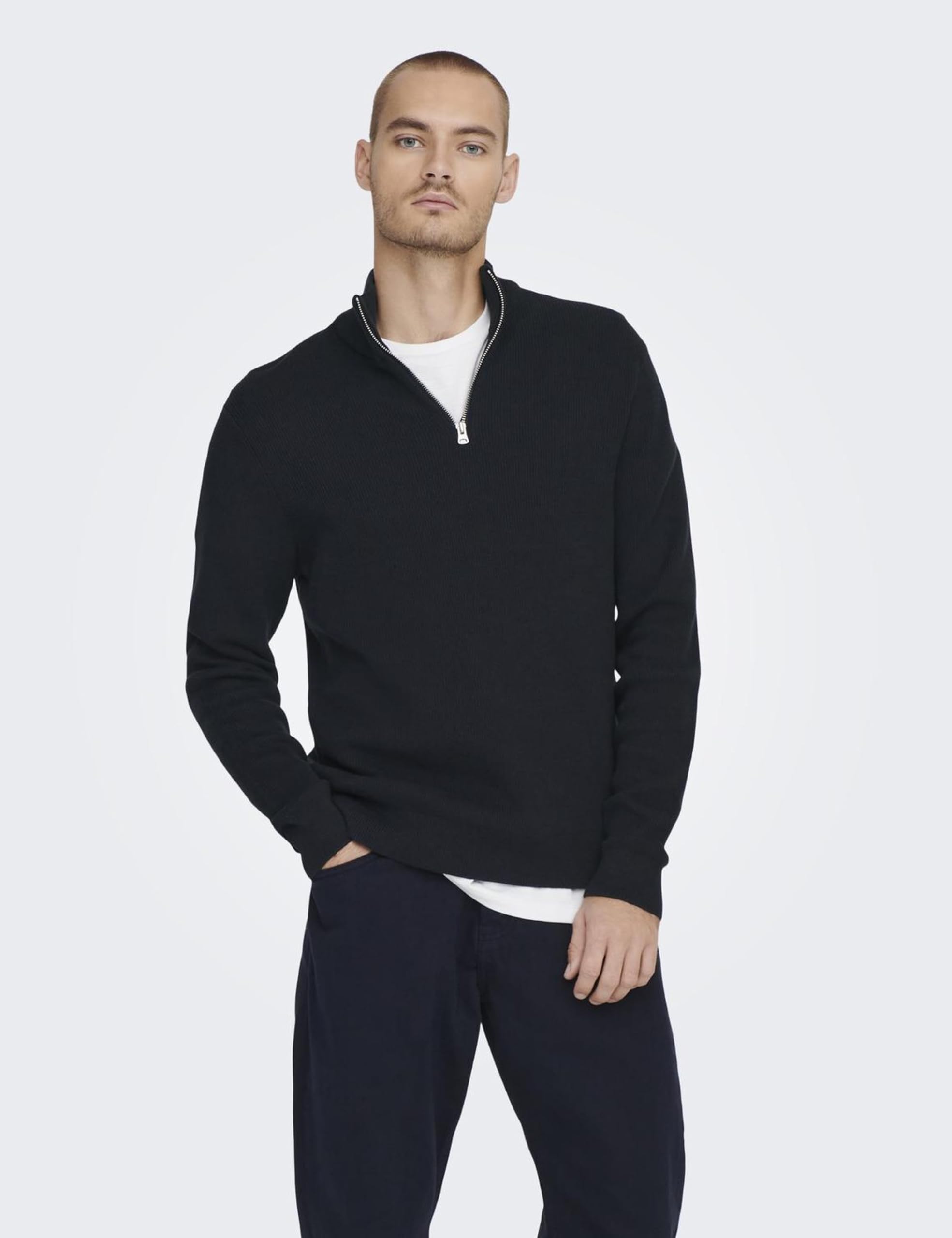 ONLY & SONS Phil Maglia uomo mezza zip cotone