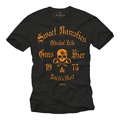 MAKAYA Sweet Narcotics T-Shirt Uomo Nera XL Cotone