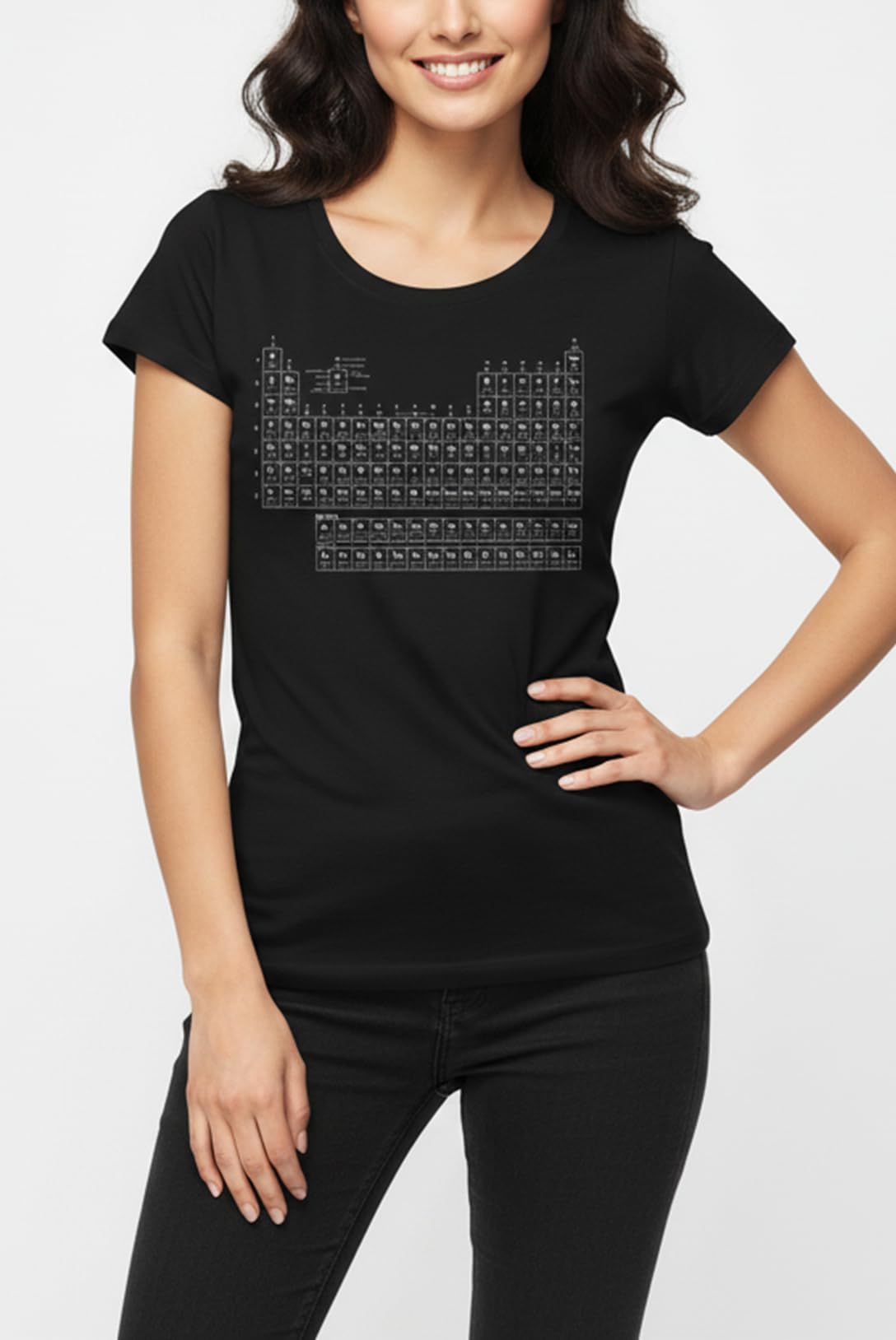 MAKAYA Tavola Periodica t-shirt donna cotone taglia L