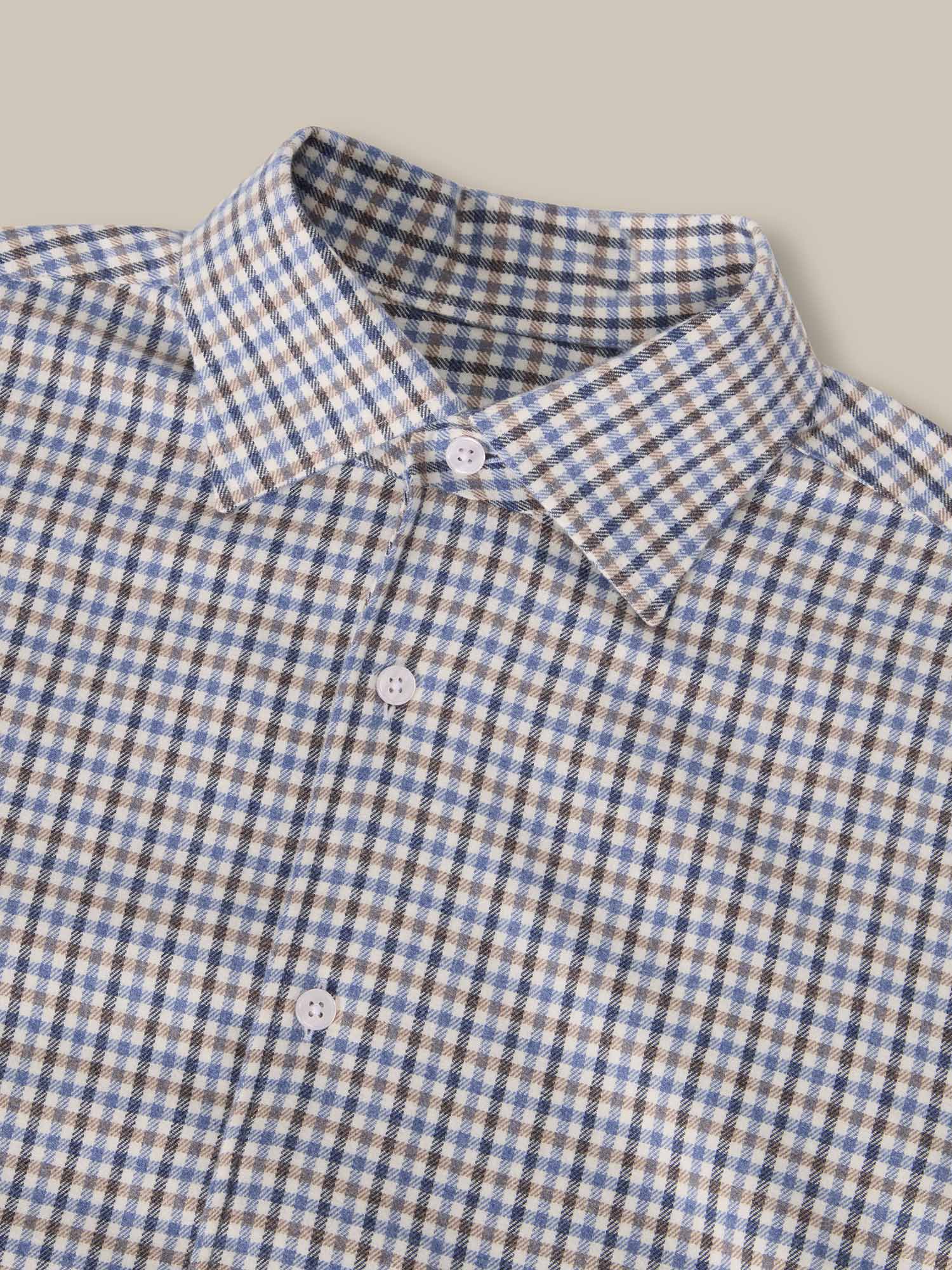 Robert Talbott Morgan Camicia Quadri Flanella Blu Multi