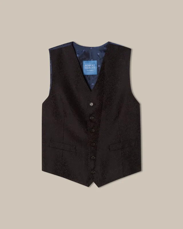 Robert Talbott Astaire gilet broccato lana seta nero 44