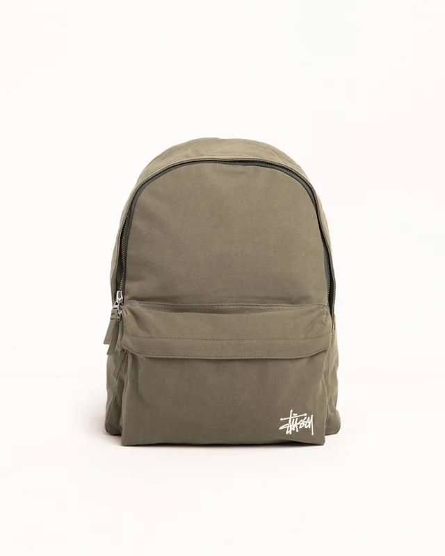 Stussy Canvas Backpack zaino verde cotone laptop 16"