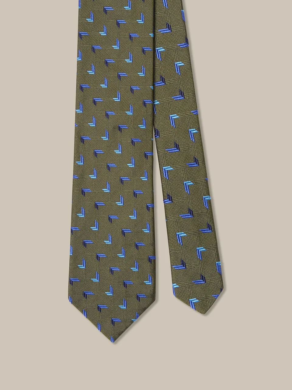 Robert Talbott Geometric Arrow cravatta oliva seta