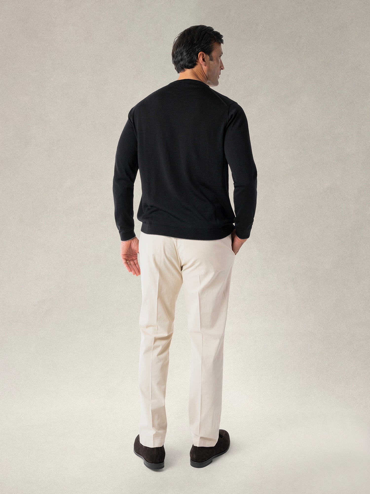 Robert Talbott Keaton maglione merino nero girocollo