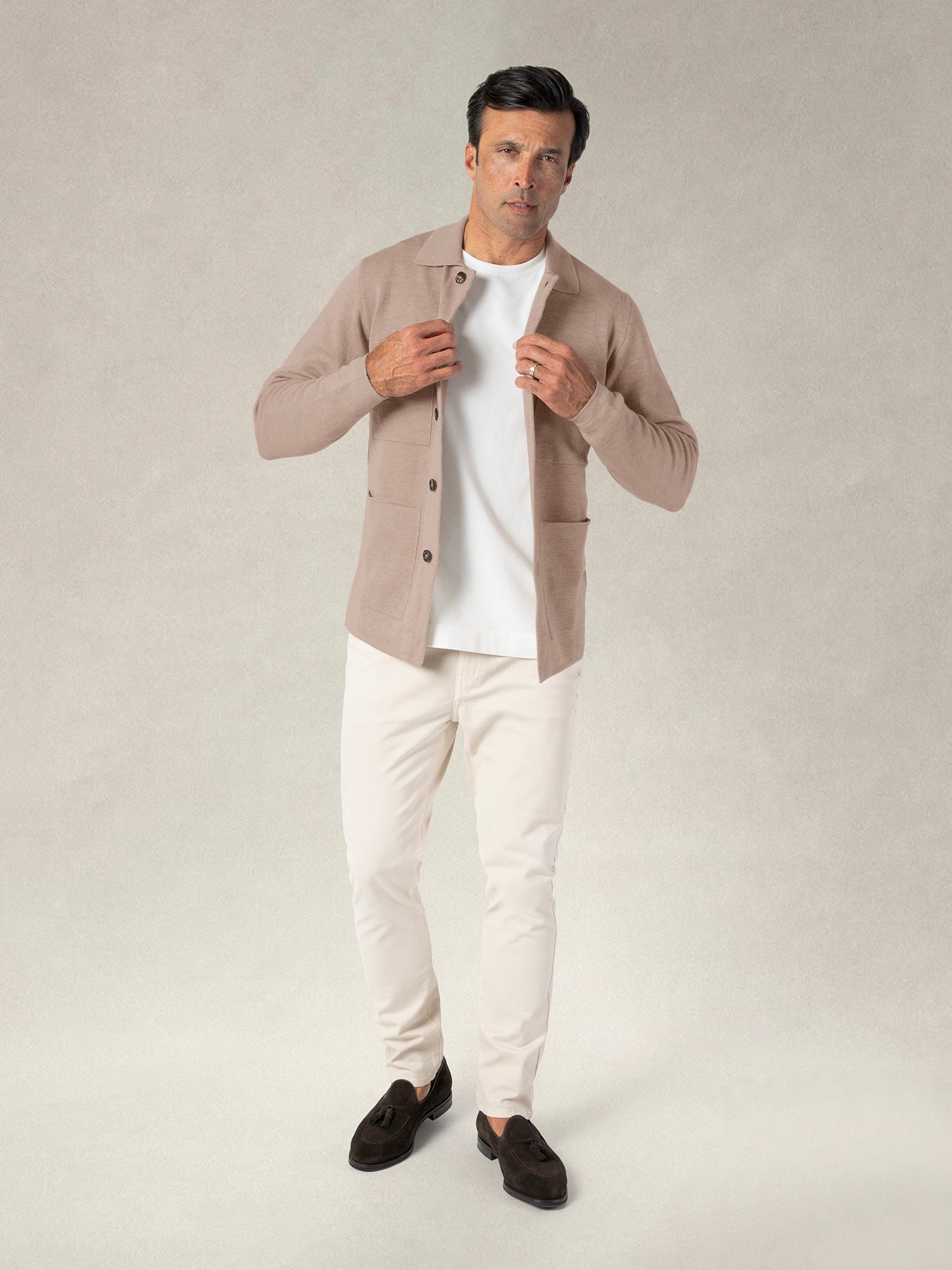 Robert Talbott Landon Giacca Maglia Merino Sabbia