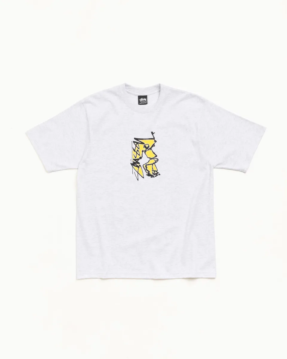 Stussy Smooth Sk8 Tee T-Shirt Ash Heather Cotone 220gsm