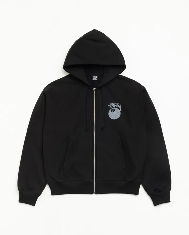Stussy 8 Ball Zip Hoodie felpa nero 430 gsm