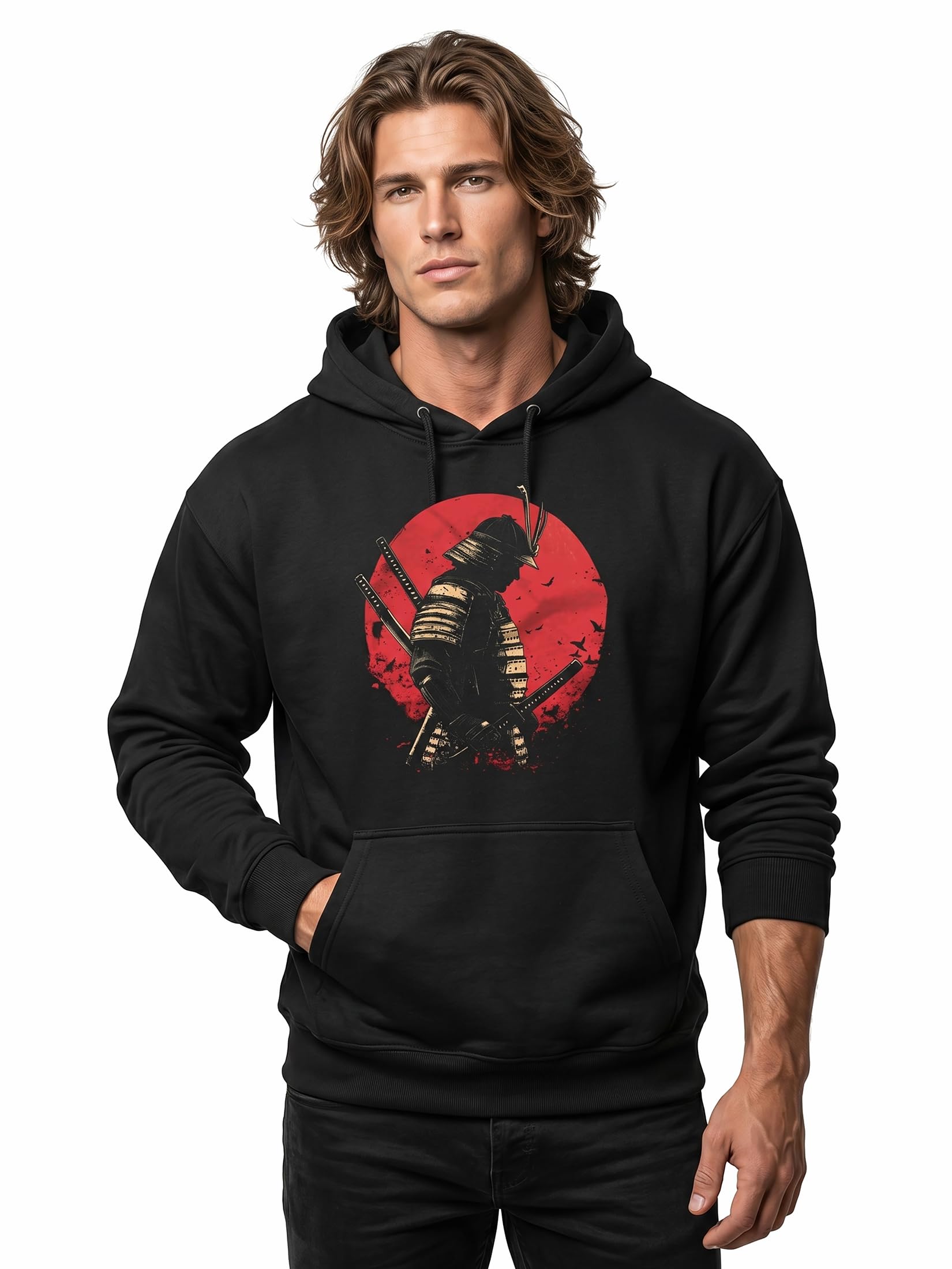 MAKAYA Samurai Giapponese felpa cappuccio L katana anime