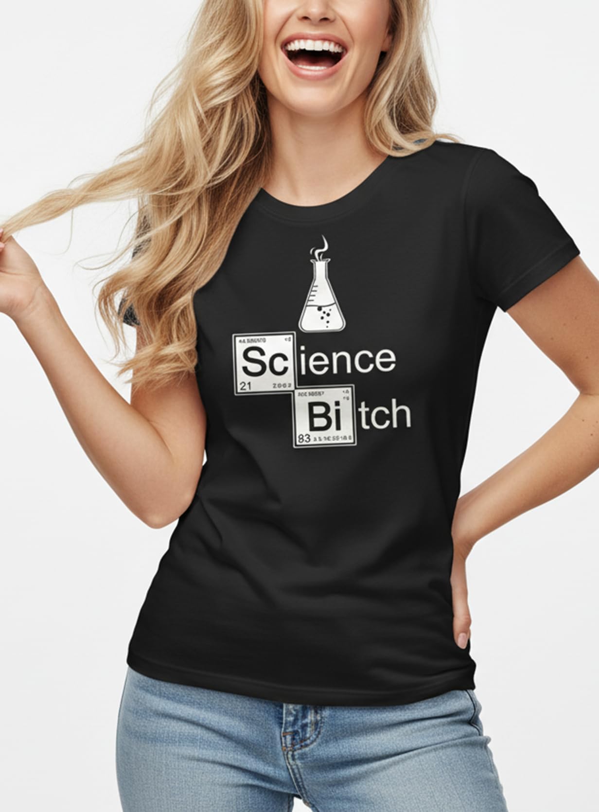 MAKAYA T-Shirt Donna Science Bitch maglietta nera L
