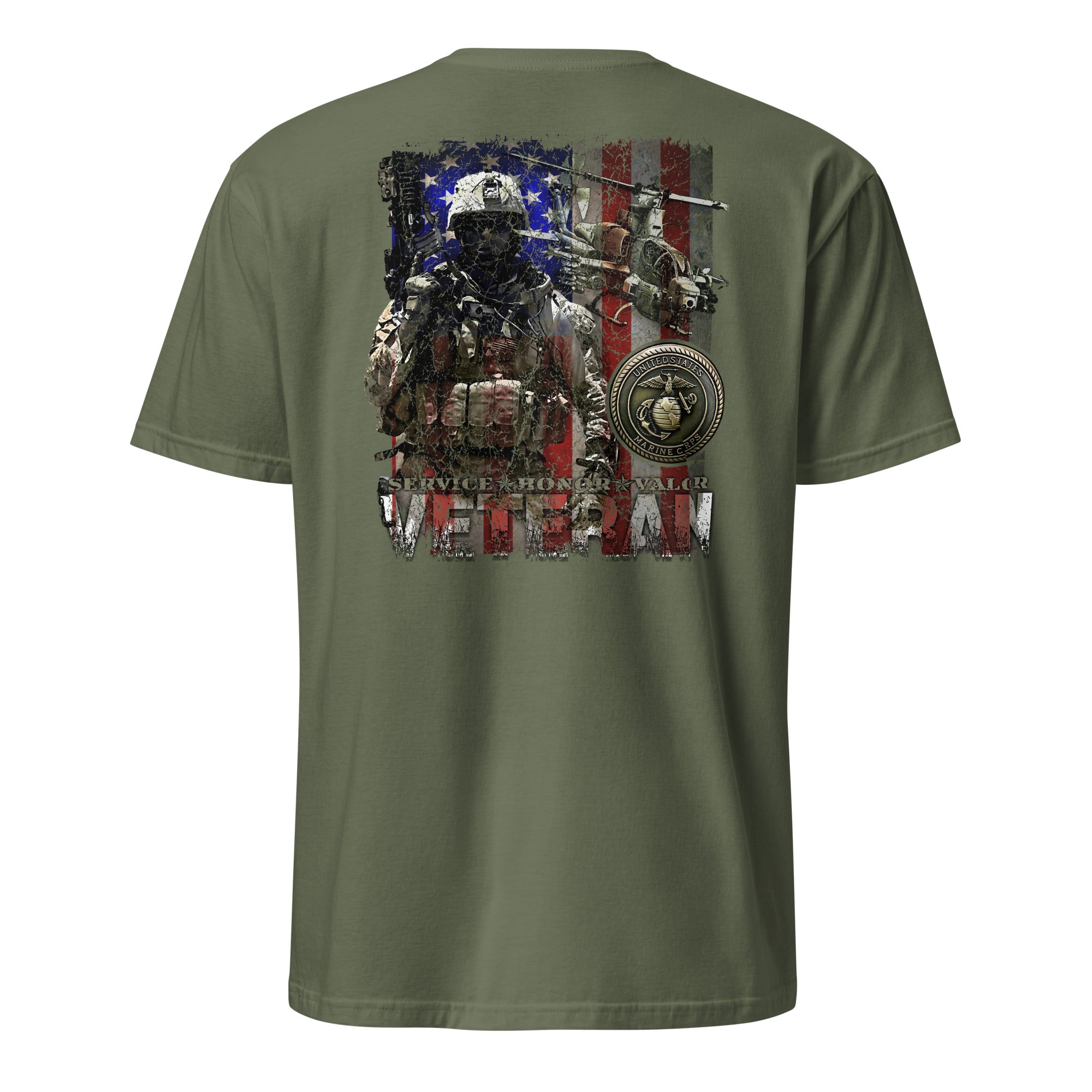 7.62 Design USMC Veteran Flag maglietta verde cotone XL