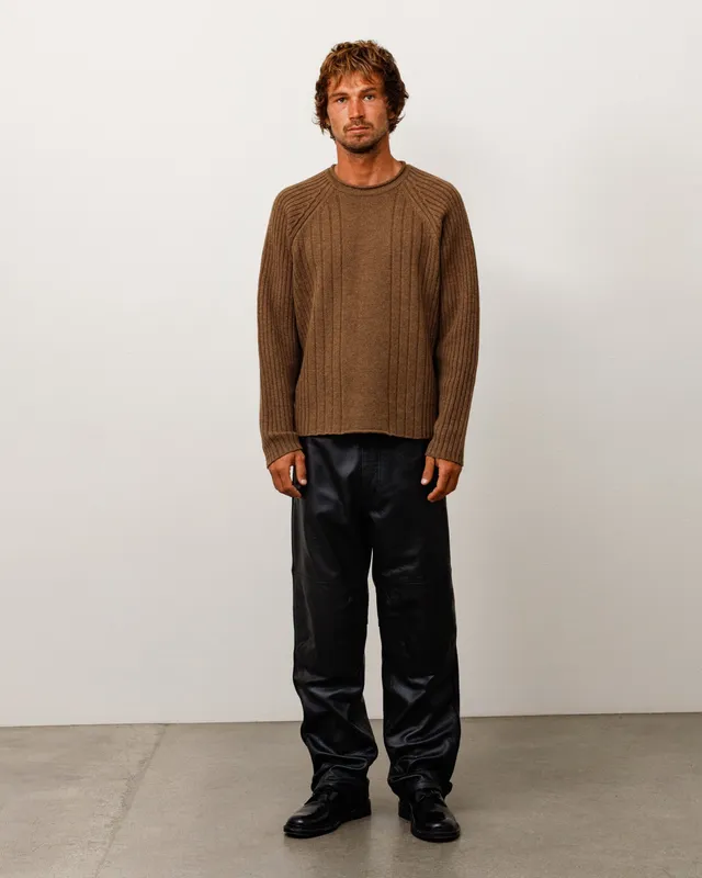 Stussy Merino Roll Neck Sweater maglione marrone lana merino