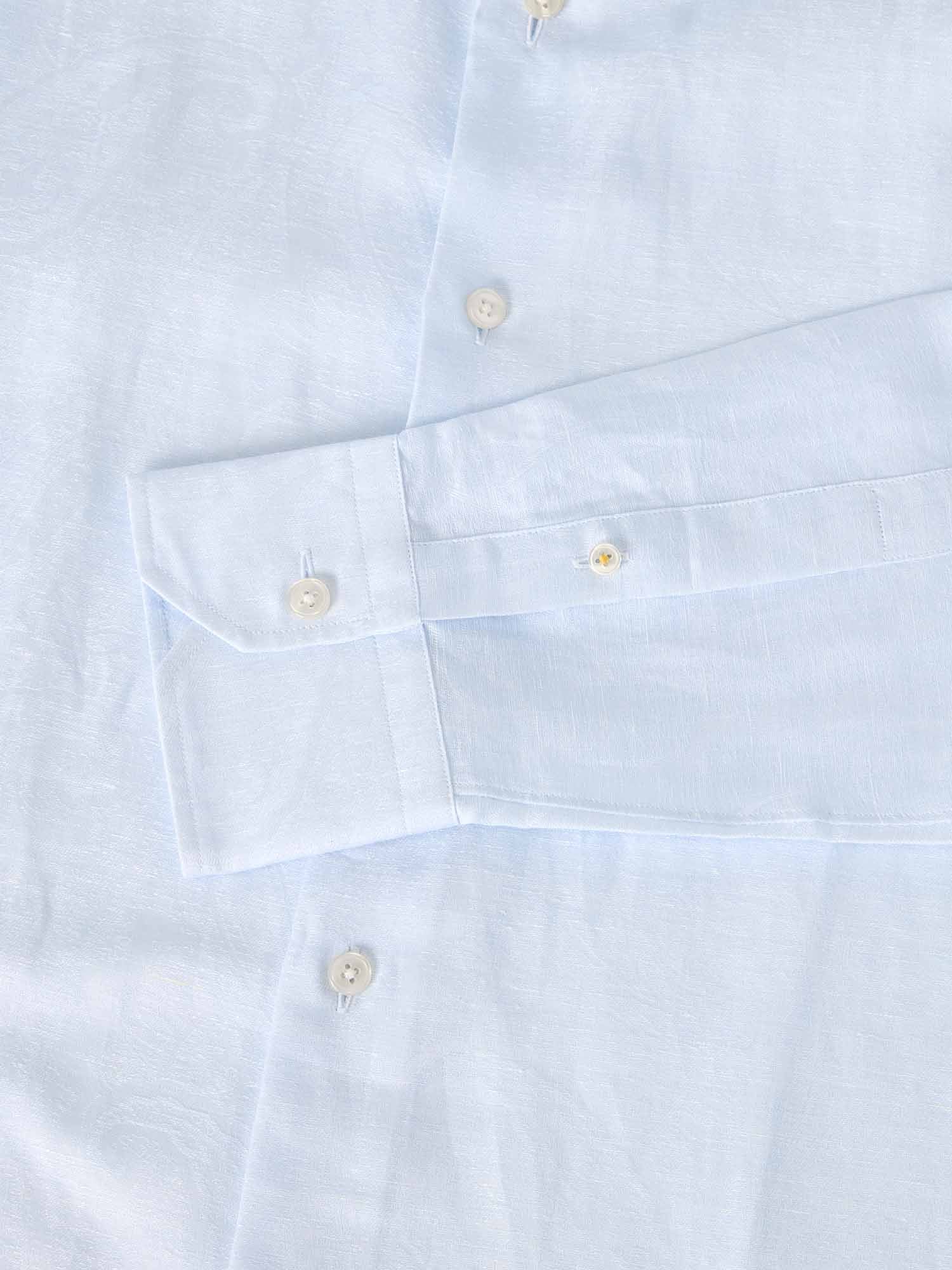 Robert Talbott Reynolds camicia lino cotone azzurra paisley