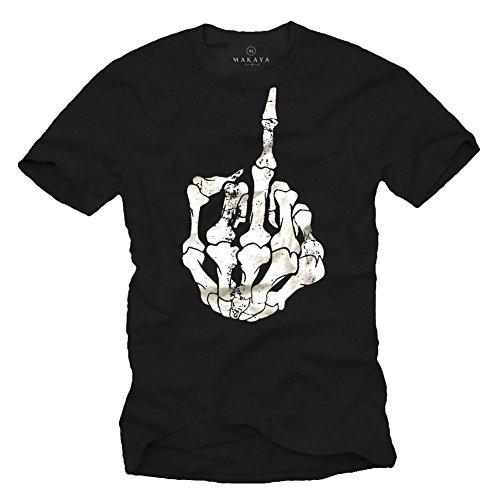 MAKAYA Hard Rock T-Shirt Uomo Nera Teschio M 185 g/m²