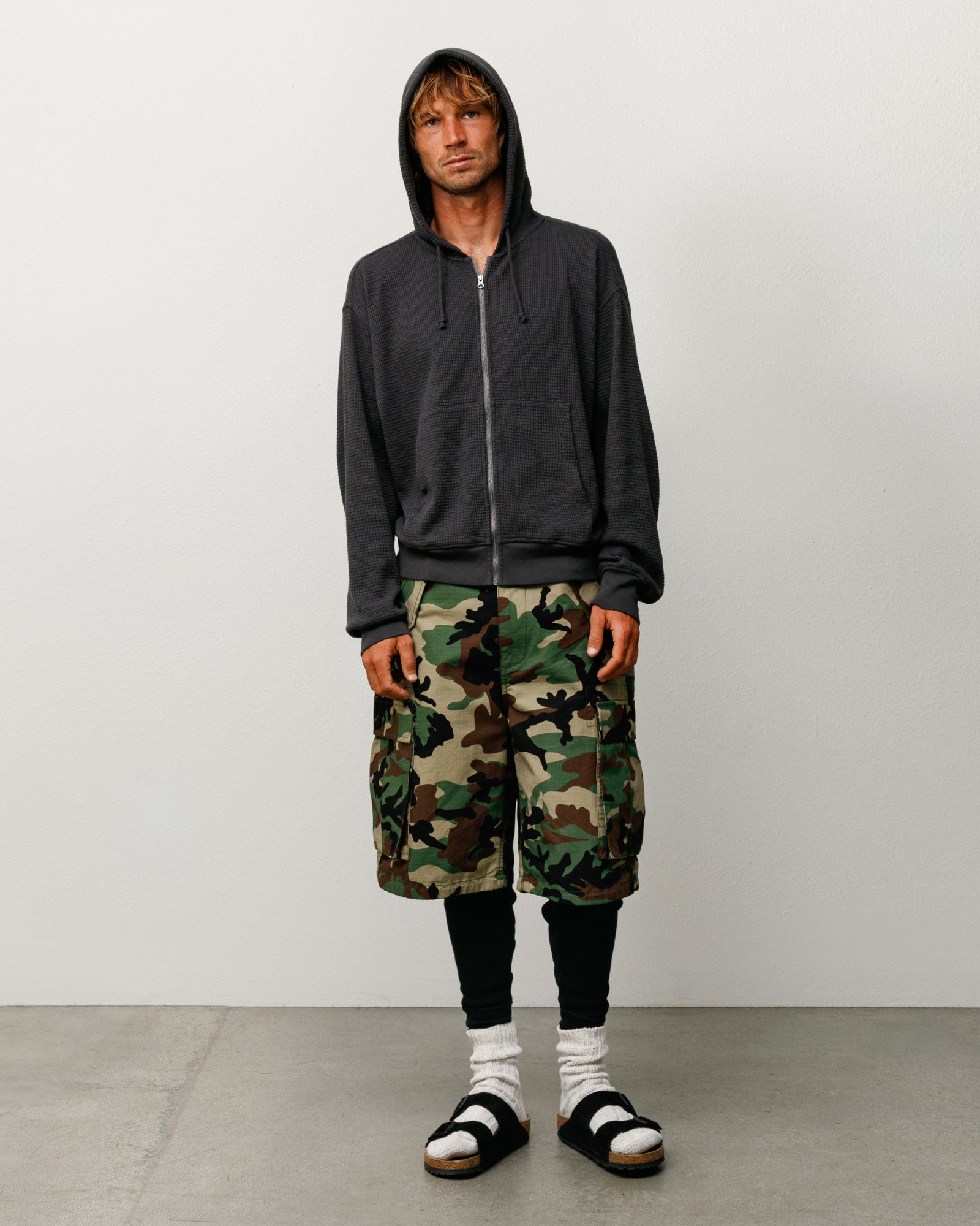 Stussy Thermal Hoodie felpa Faded Black termica