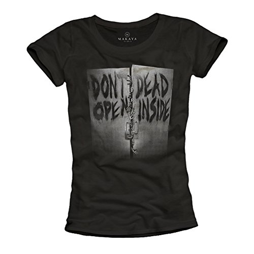 MAKAYA Don't Open Dead Inside T-Shirt Donna Nera S