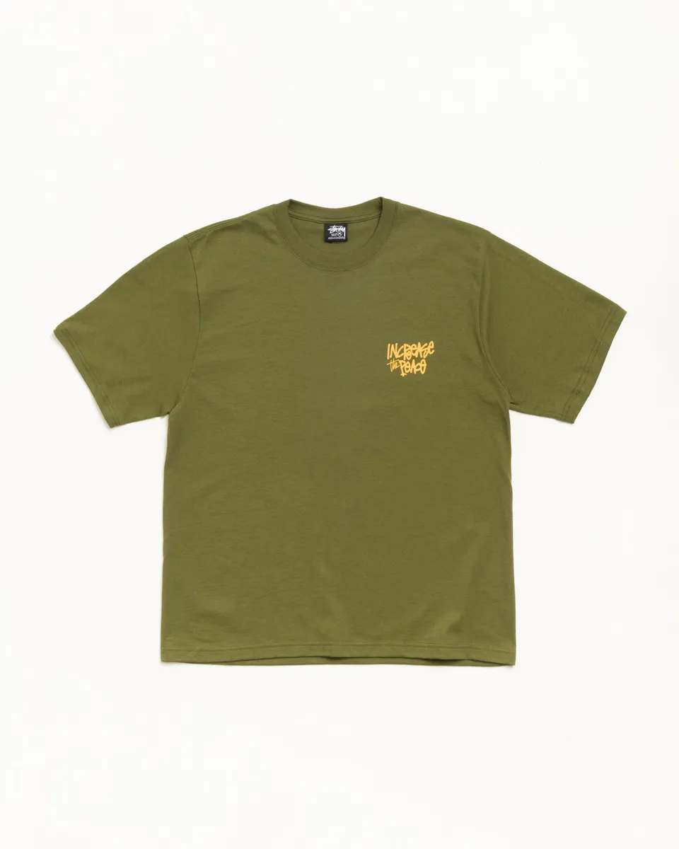 Stussy Peace Increased Tee maglietta Olive 100% cotone