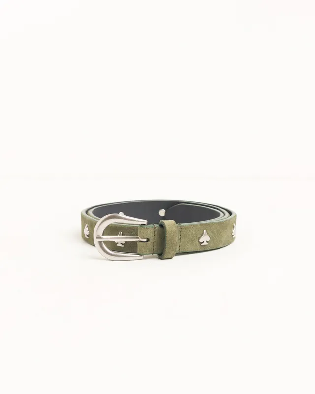 Stussy Spade Emblem cintura oliva pelle 102 cm