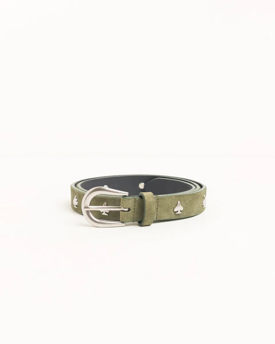 Stussy Spade Emblem cintura oliva pelle 102 cm