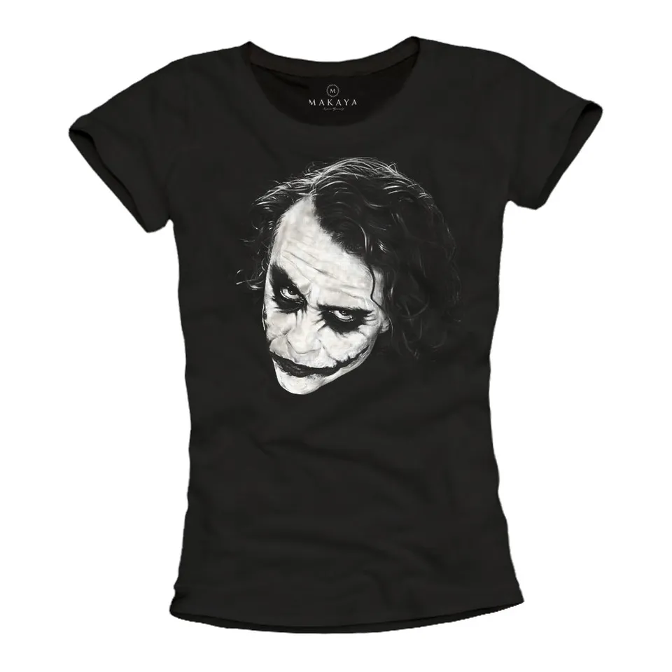 Makaya Joker Why So Serious t-shirt donna cotone nera L