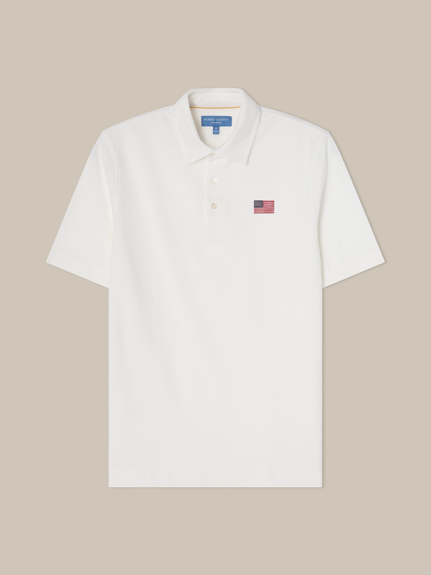 Robert Talbott USA Flag polo cotone bianca bandiera XL