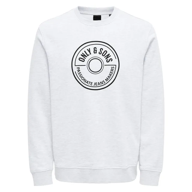 ONLY & SONS Regular Logo Crew maglione uomo bianco-nero cotone