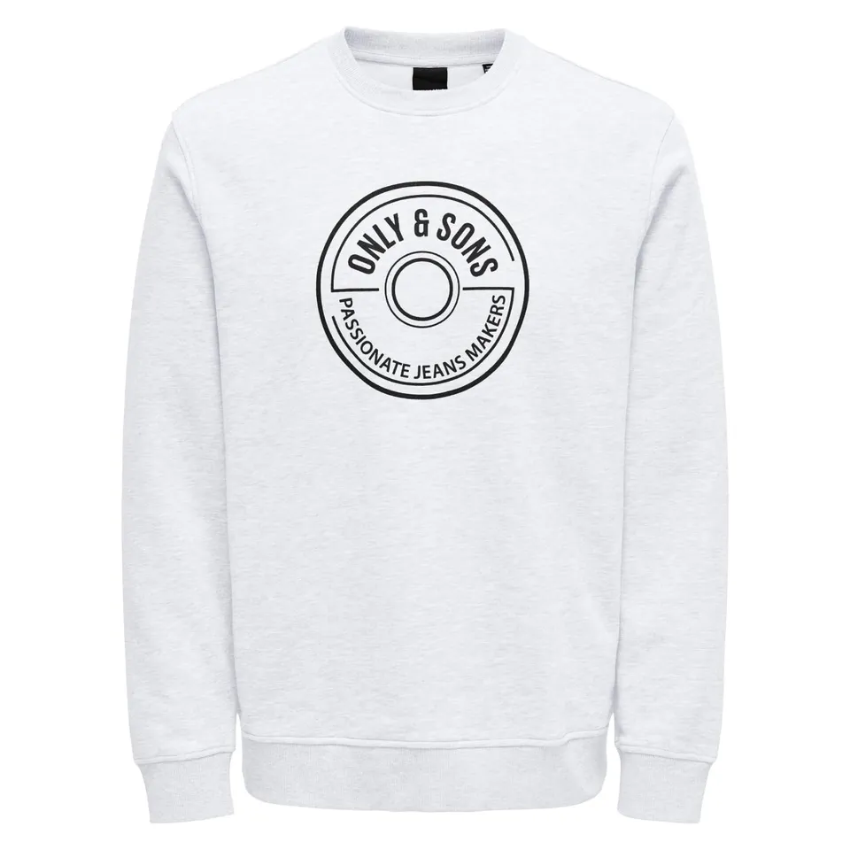 ONLY & SONS Regular Logo Crew maglione uomo bianco-nero cotone