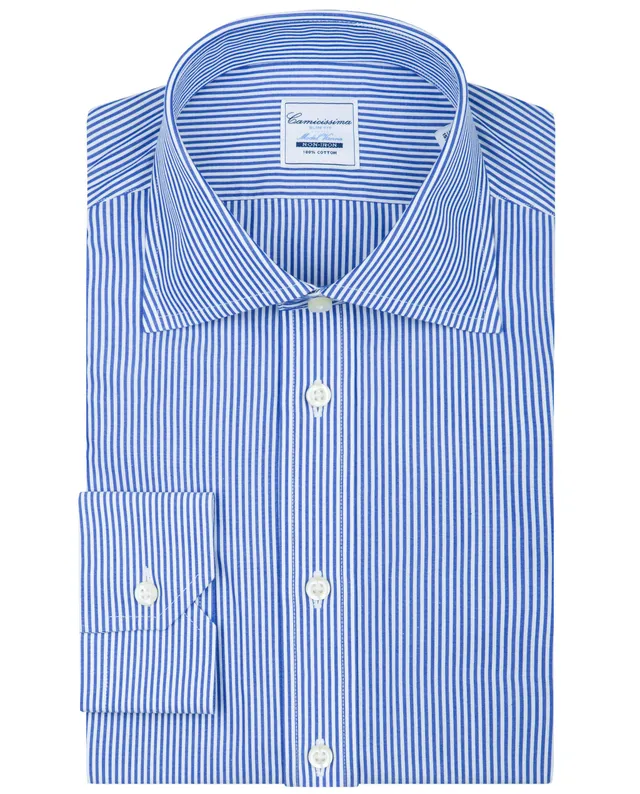 Camicissima Fancy Camicia a Righe Blu Slim Manica Lunga