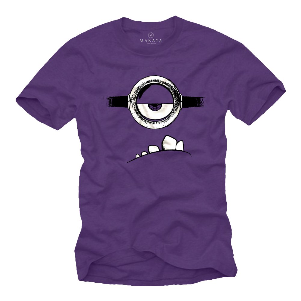 Makaya T-Shirt Uomo Evil Minion Porpora Cotone Stampa M
