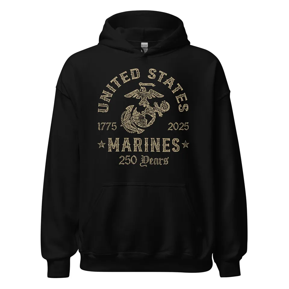 7.62 Design USMC 250th Felpa Cappuccio Nera Cotone 2025