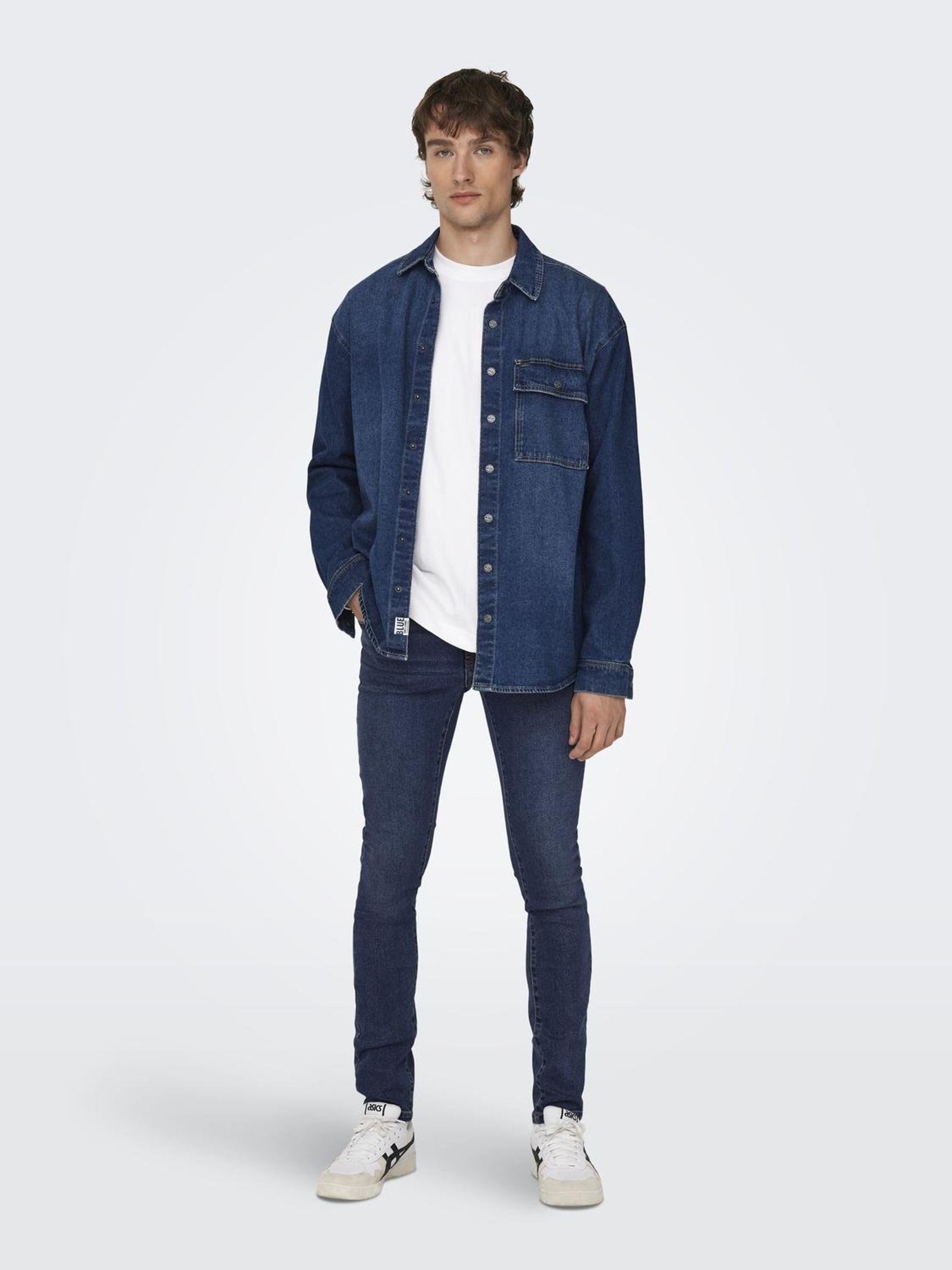 Only & Sons Onswarp Jeans Uomo Skinny Blu Denim 32W 32L
