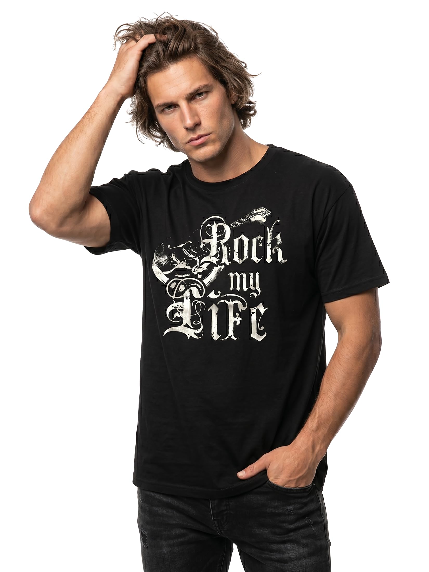 Makaya T-Shirt Uomo Rock My Life Chitarra Cotone