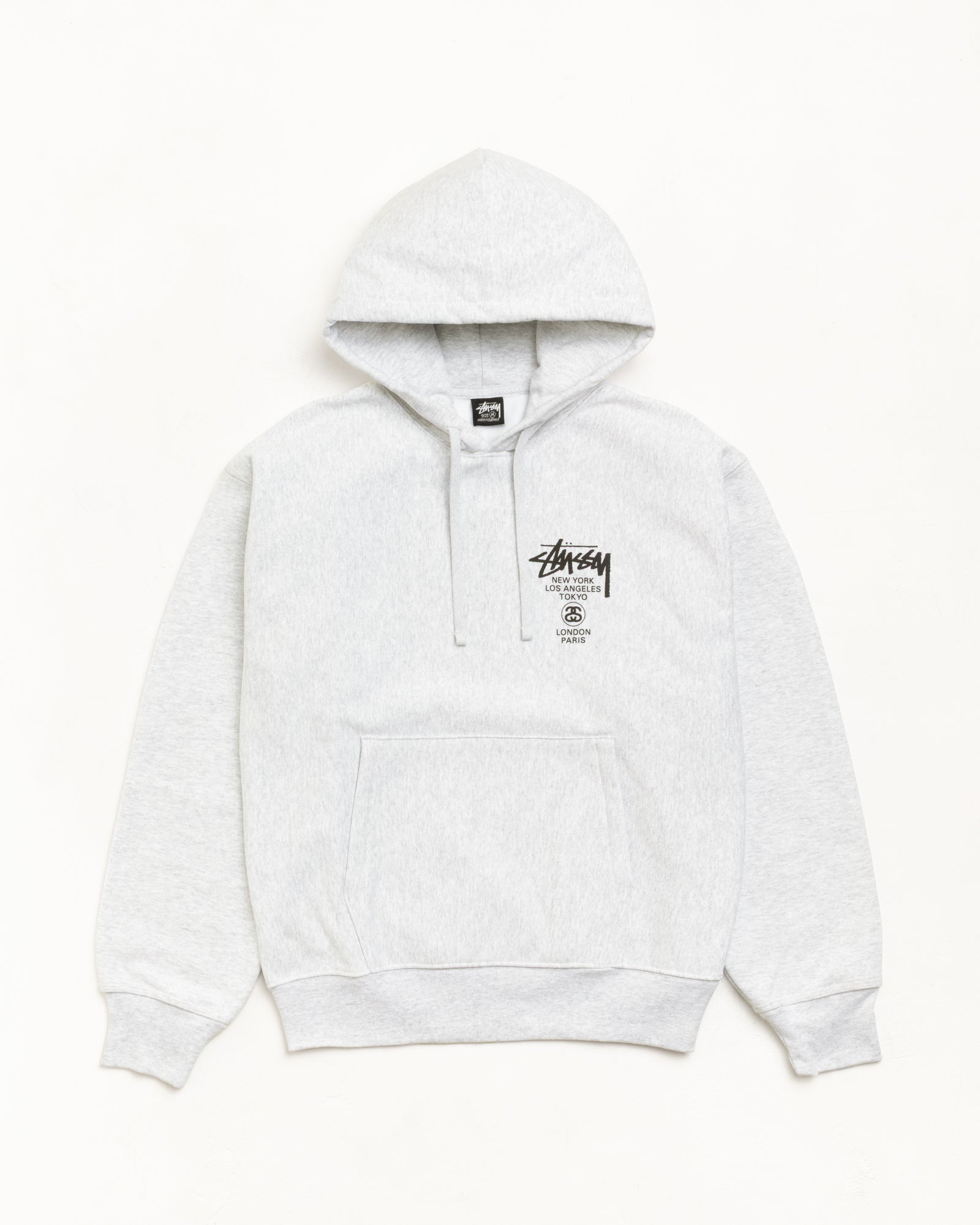 Stussy World Tour Hoodie felpa cappuccio grigia cotone
