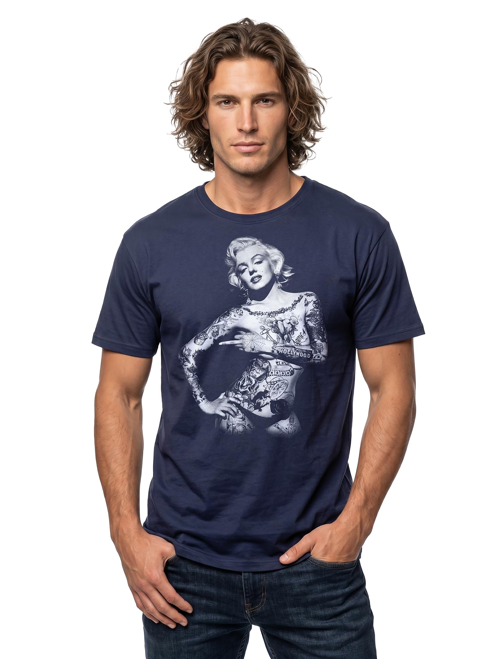 Makaya T-Shirt Donna Tattoo Pin Up Maglietta Blu S Cotone
