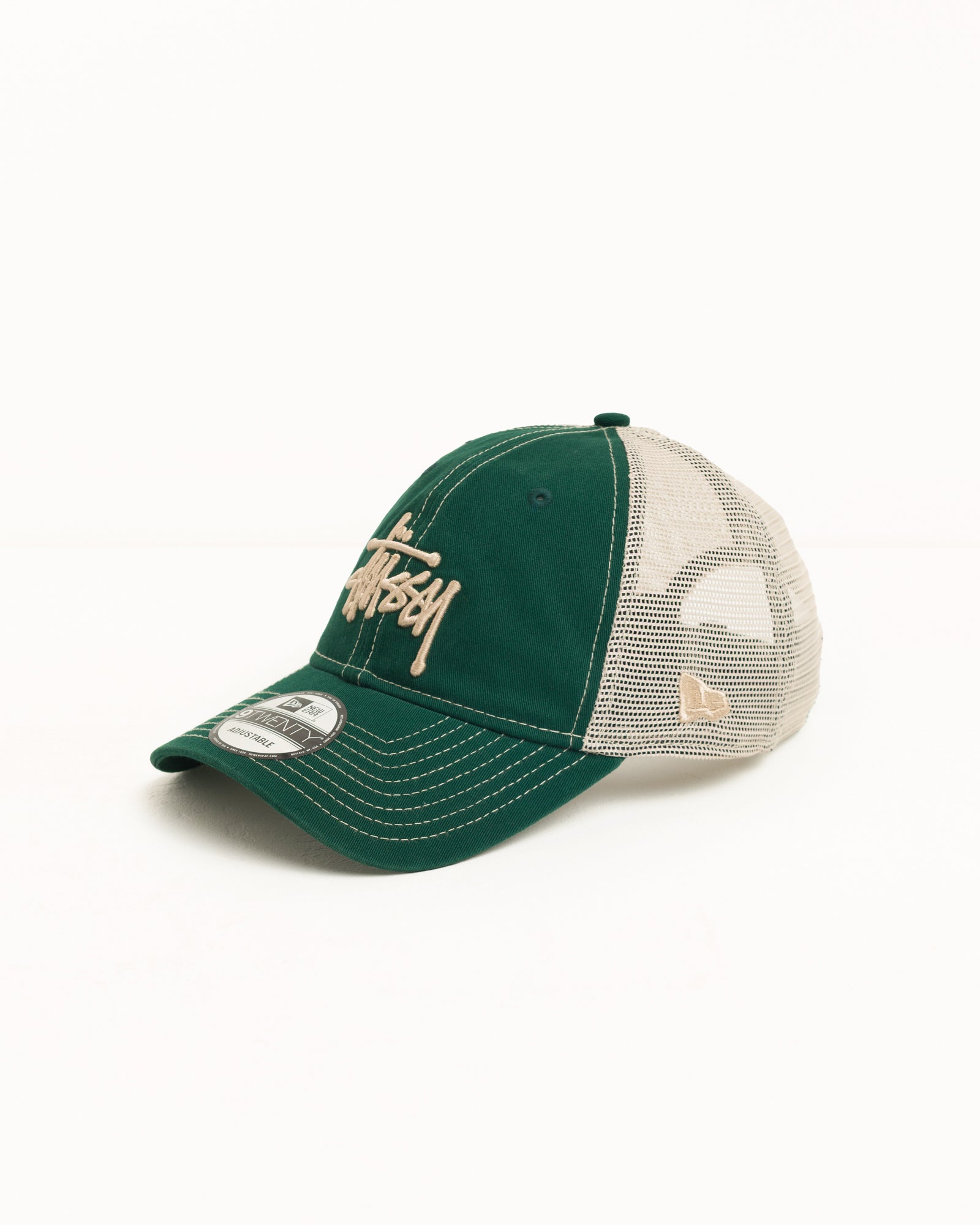 Stussy 9Twenty Washed Basic Trucker cappello verde cotone