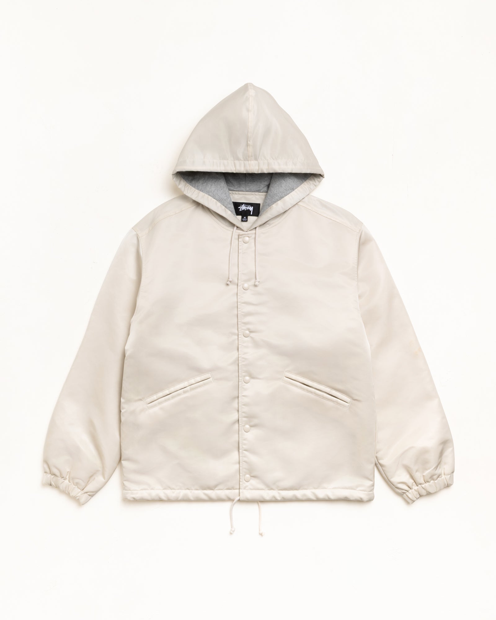 Stussy Hooded Coaches Jacket giacca bone nylon satinato